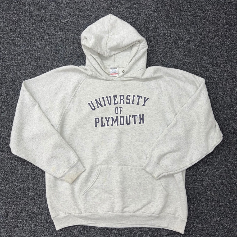 Vintage Screen Stars University of Plymouth Hoodie Gray XXL Fruit of the Loom